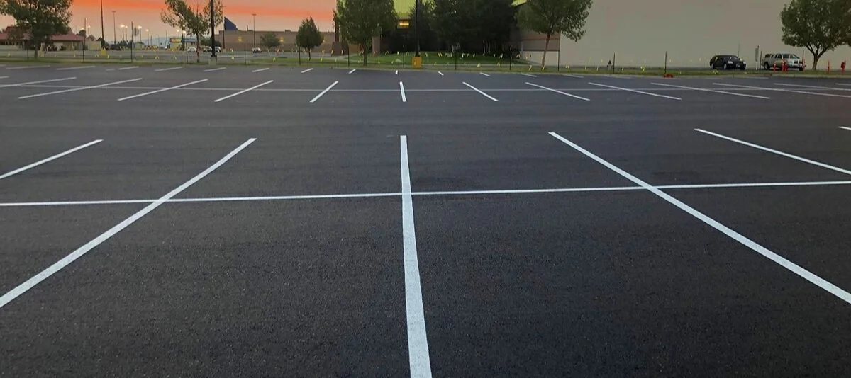 Parking lot coating and sealing service vehicle in South Florida